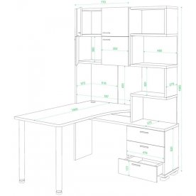 Компьютерный стол Даланта СР-500М/190 ШКШ-Ч-левый