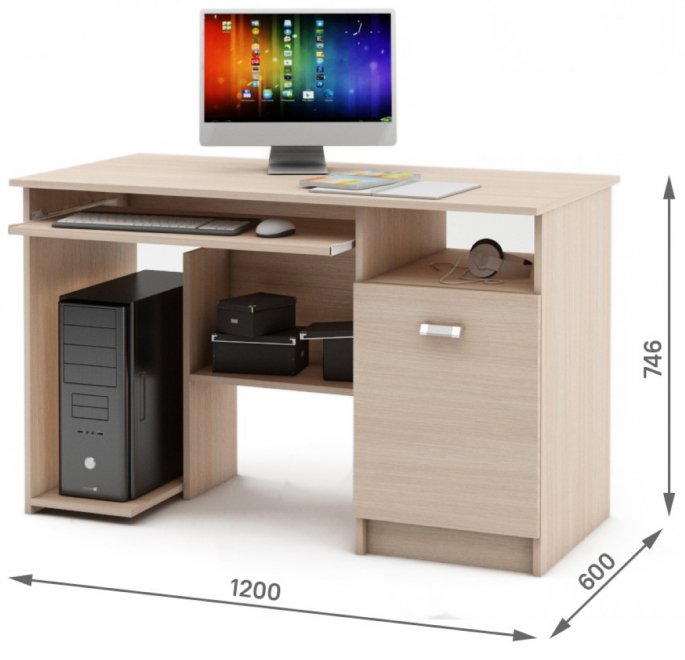Компьютерный стол Имидж-10 дуб молочный