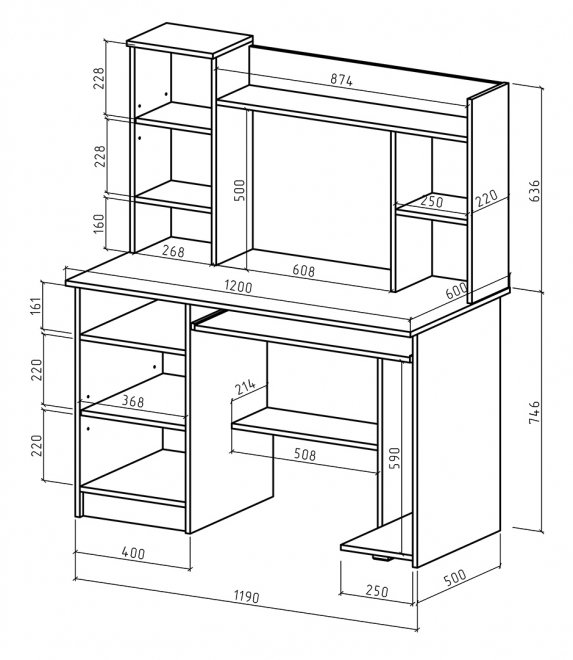 Компьютерный стол Имидж-11 дуб молочный