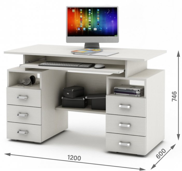 Компьютерный стол Имидж-44 белый