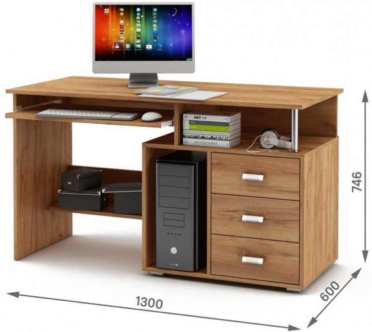 Компьютерный стол Имидж-60 дуб золотистый