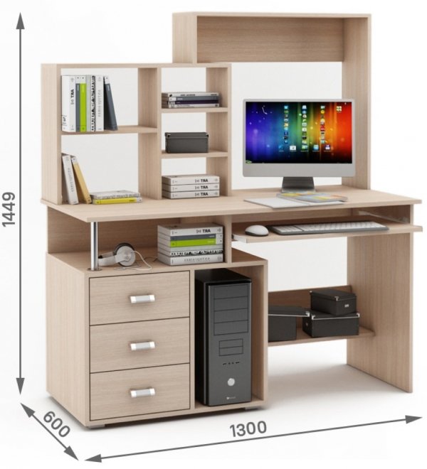 Компьютерный стол Имидж-61 дуб молочный