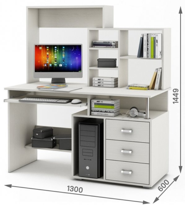 Компьютерный стол Имидж-62 белый