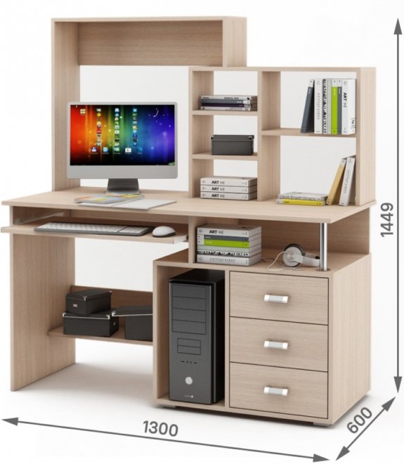 Компьютерный стол Имидж-62 дуб молочный