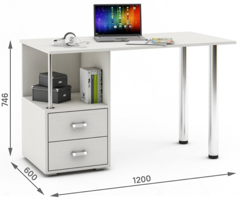 Компьютерный стол Имидж-67 белый