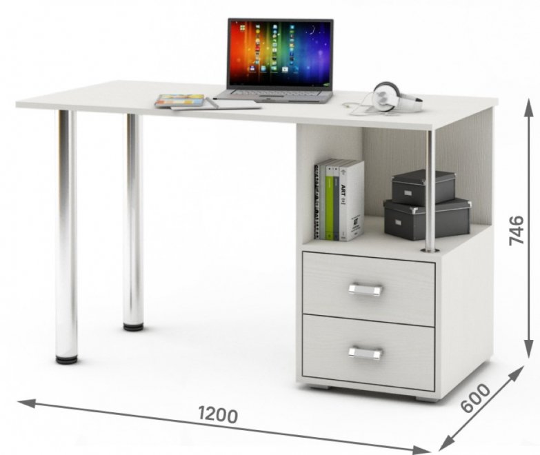 Компьютерный стол Имидж-68 белый