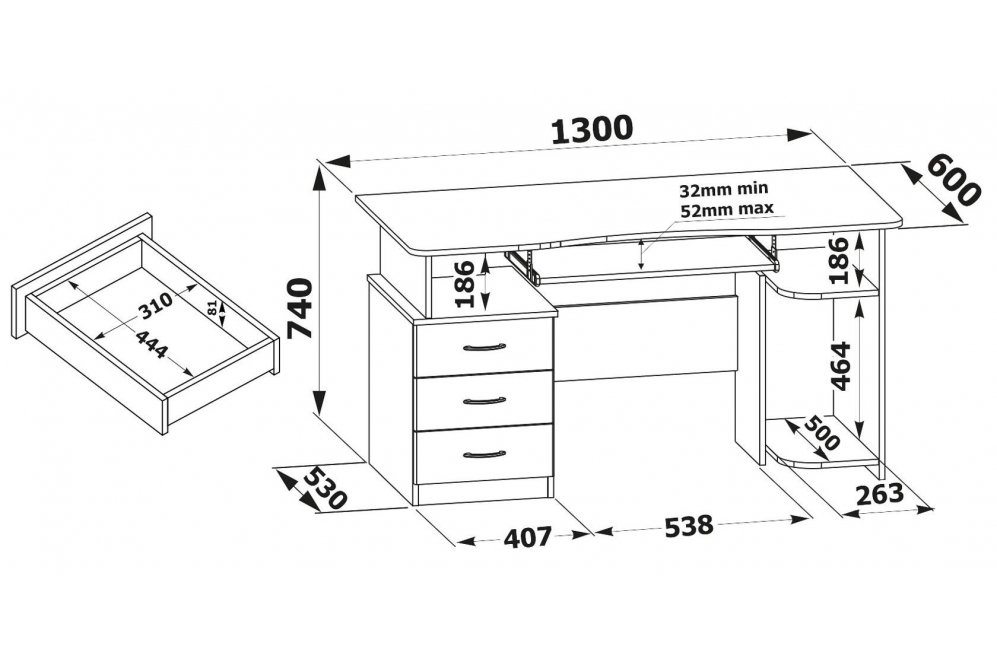 Компьютерный стол КСТ-08.1 дуб сонома