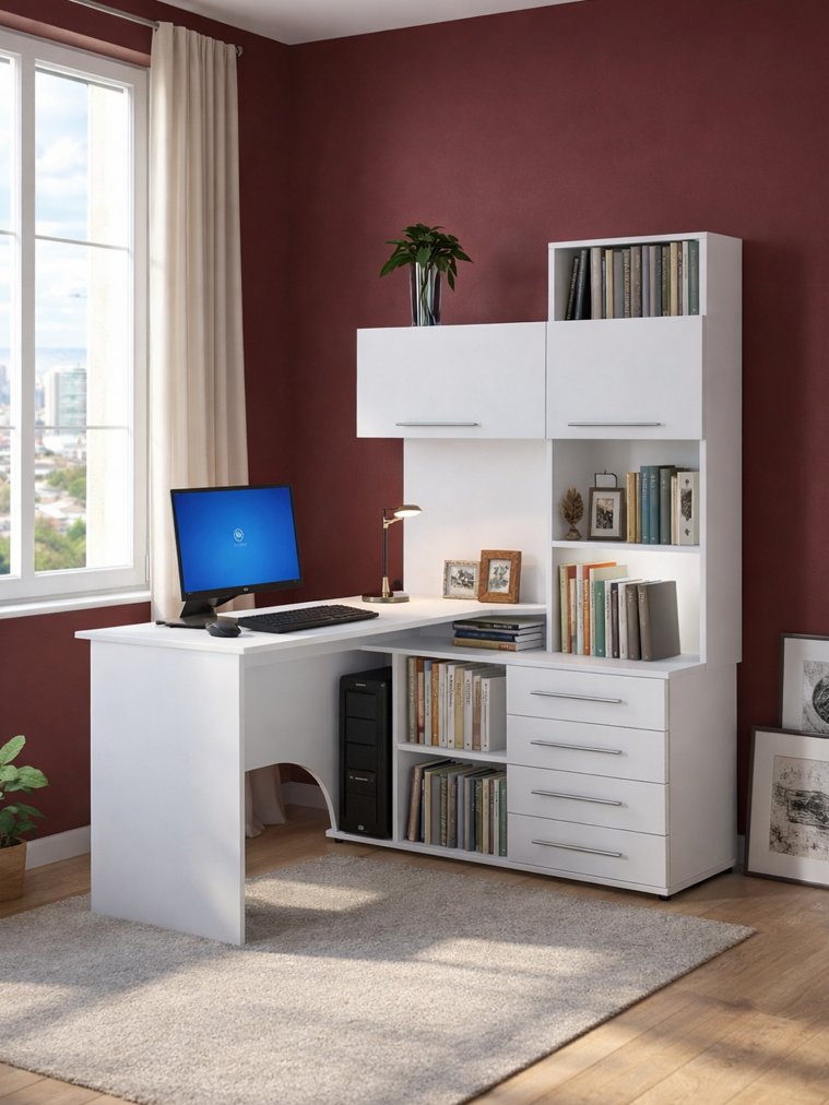 Компьютерный стол КСТ-14.1П белый правый