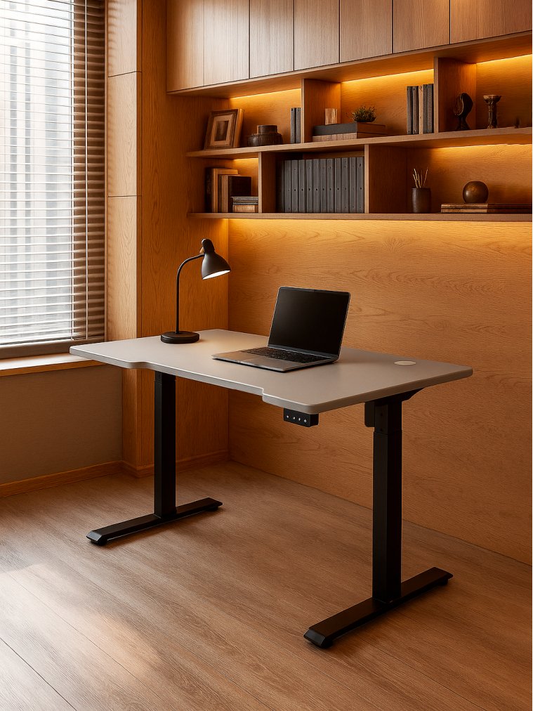 Компьютерный стол Маркос 140х80 светло-серый / черный