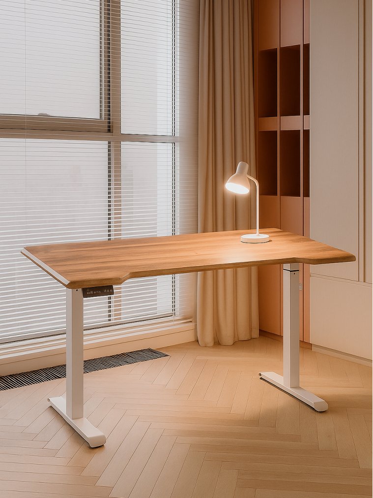 Компьютерный стол Маркос с механизмом подъема 140х80х75 белый / вотан дуб