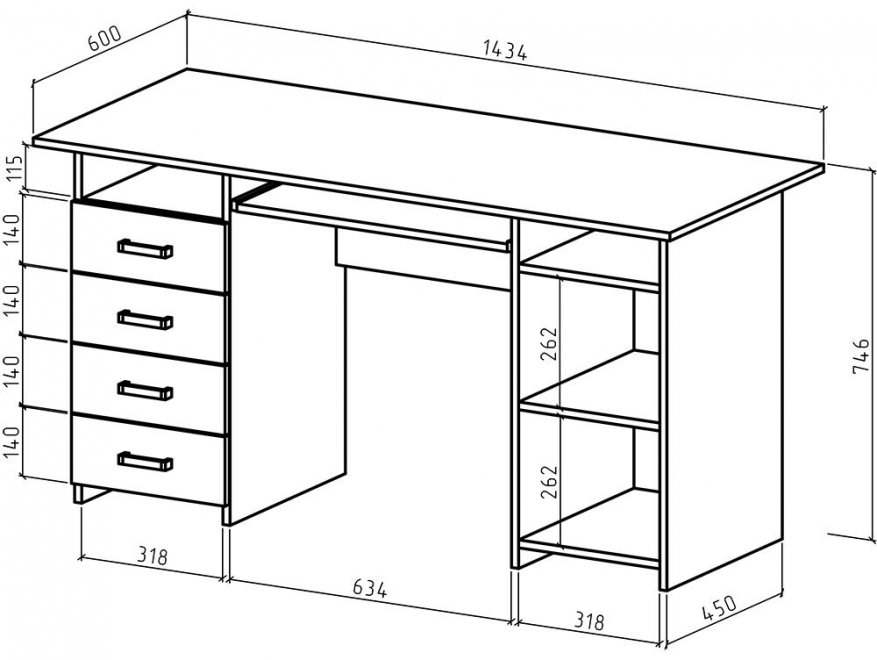 Компьютерный стол Лайт-8К белый