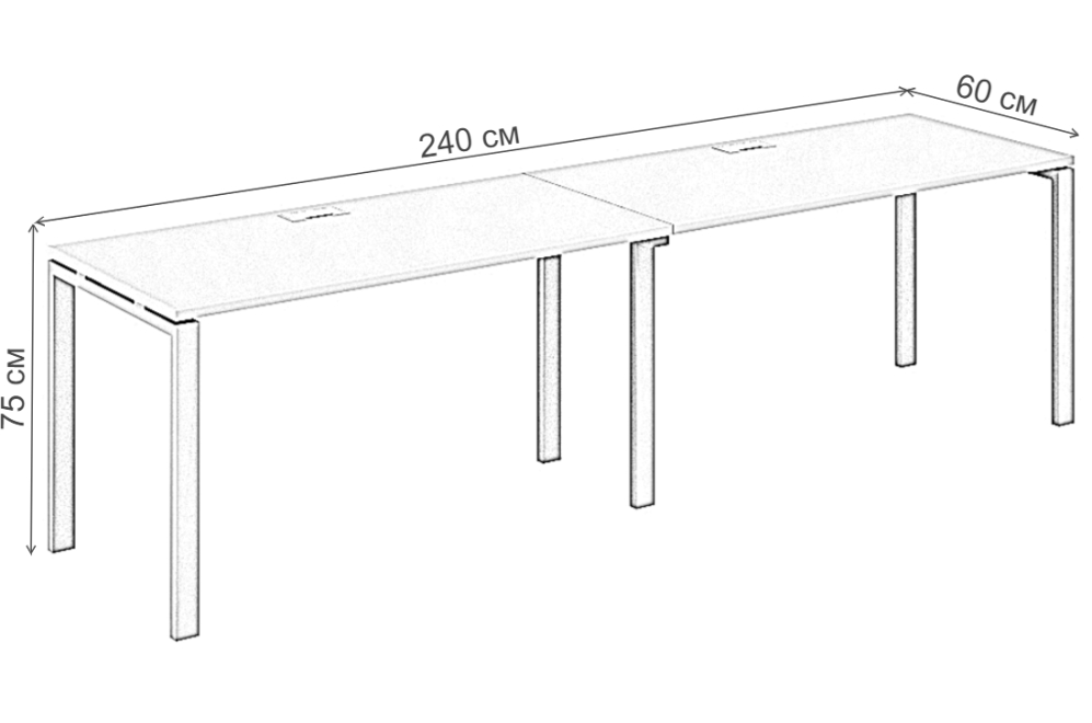 Компьютерный стол SG.221 2400х600х750 60х30 дуб светлый / белый