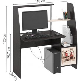Компьютерный стол Школьник-Стиль М венге цава / дуб молочный с рисунком