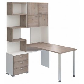 Компьютерный стол СР-500М-140 левый белый жемчуг / нельсон со столешницей нельсон