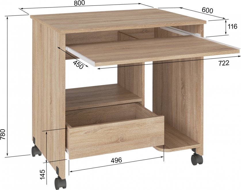 Компьютерный стол СК-05 дуб сонома светлый