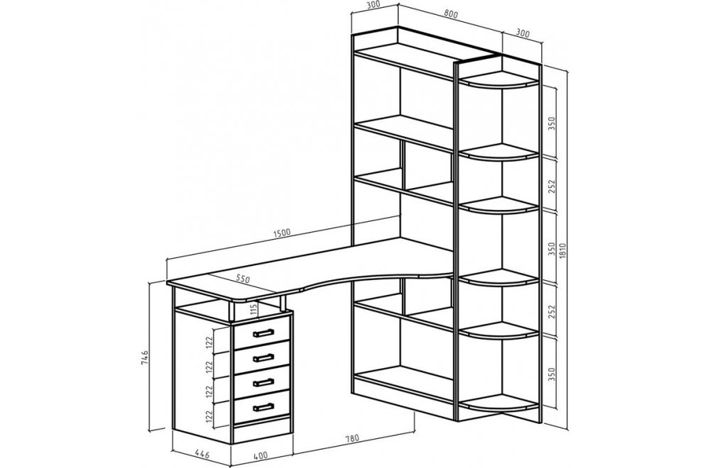 Компьютерный стол Атлант-183 правый белый