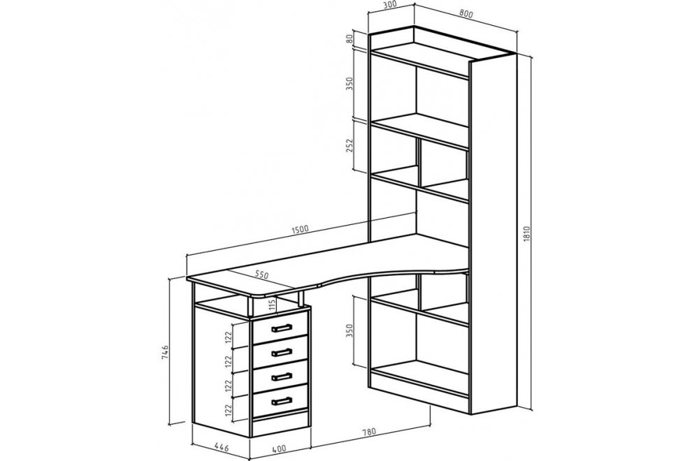 Компьютерный стол Атлант-18 правый дуб молочный правый