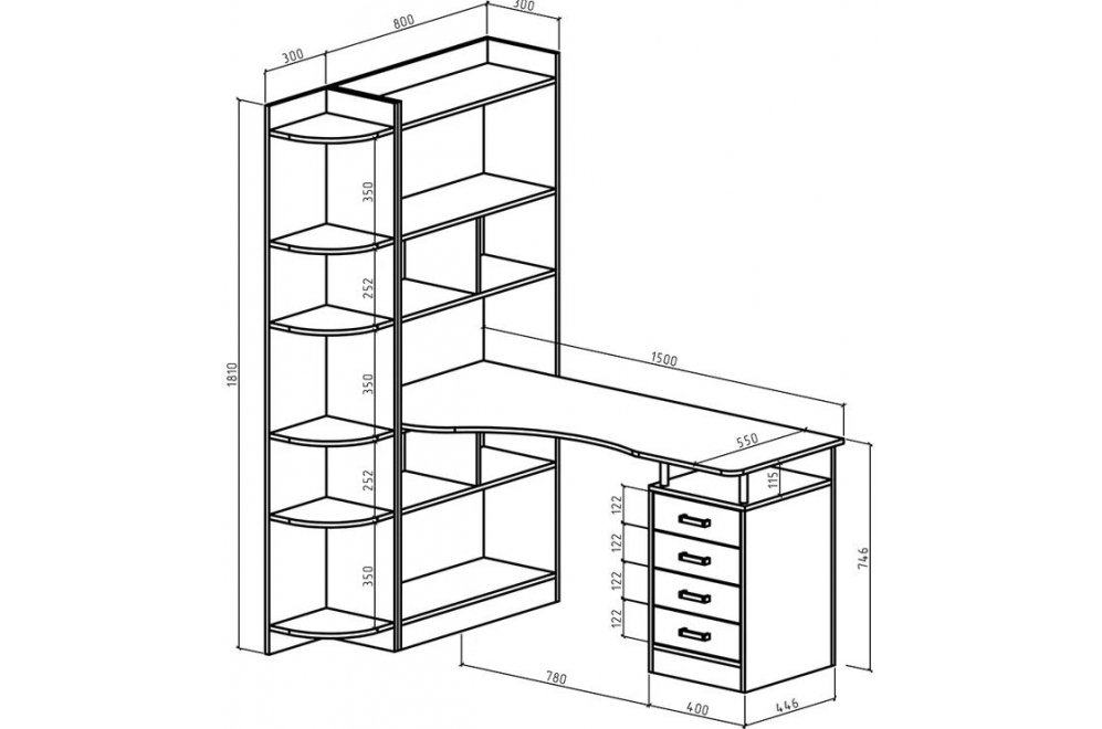 Компьютерный стол Витязь 283 левый дуб молочный