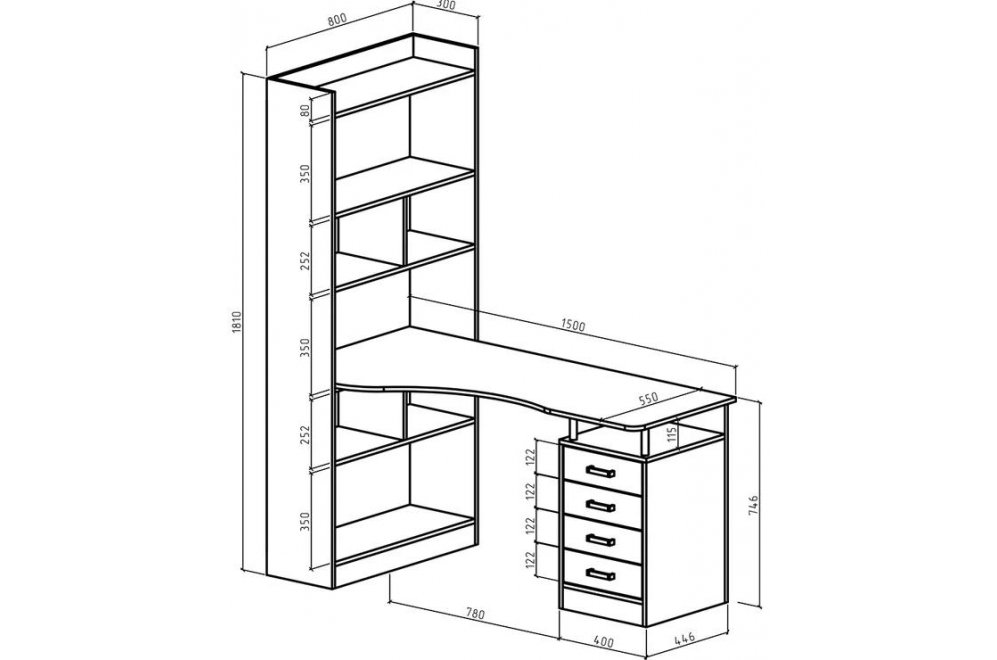 Компьютерный стол Атлант-28 левый дуб сонома