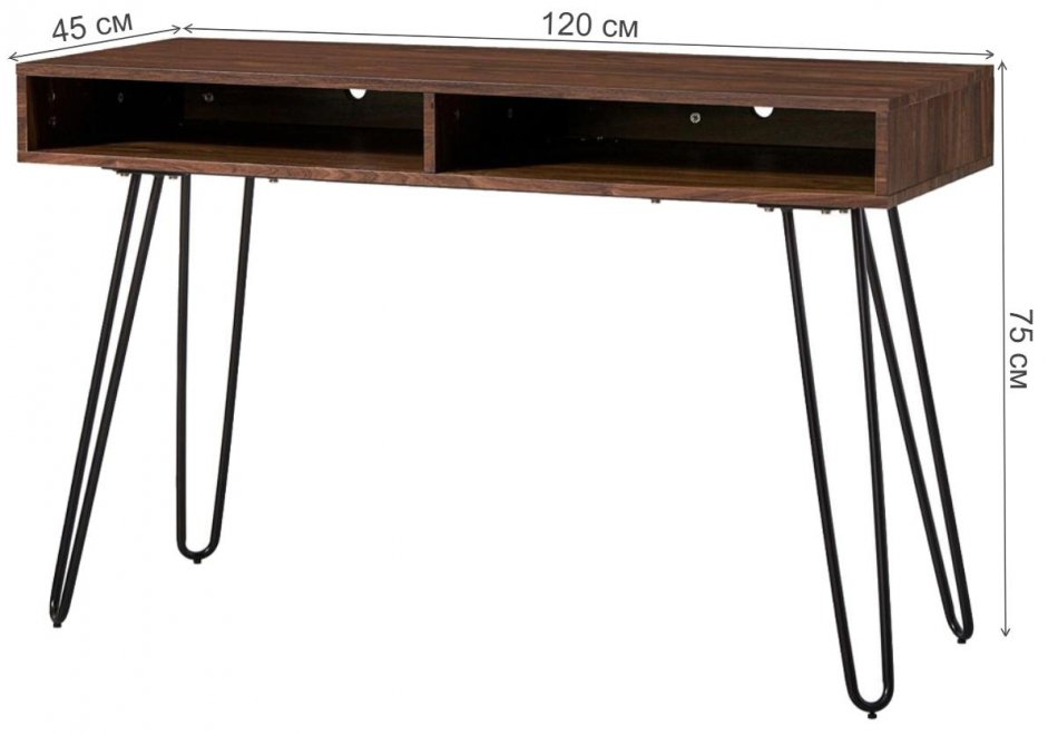 Консольный столик D-003 орех / матовый черный