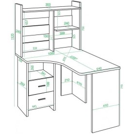 Письменный стол Домино Lite СКЛ-Угл120+НКЛ-100 КШ-Ч левый