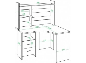 Письменный стол Домино Lite СКЛ-Угл120+НКЛ-120 БЕК правый