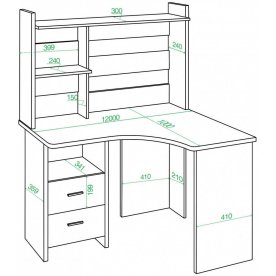 Письменный стол Домино Lite СКЛ-Угл120+НКЛ-120 ШК-Ч правый