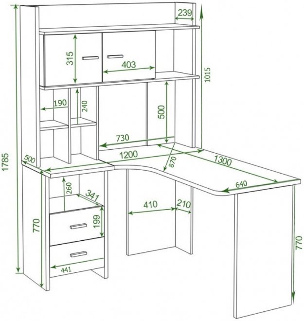 Письменный стол Гарина СКЛ-Угл130+НКЛХ-120 БЕК левый с надстройкой белый жемчуг / карамель