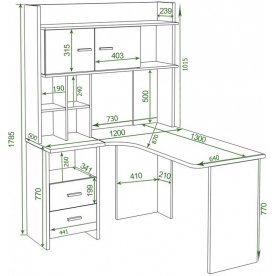 Письменный стол Домино Lite СКЛ-Угл130+НКЛХ-120 КБЕ правый