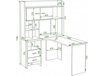 Письменный стол Домино Lite СКЛ-Угл130+НКЛХ-120 КШ-Ч правый