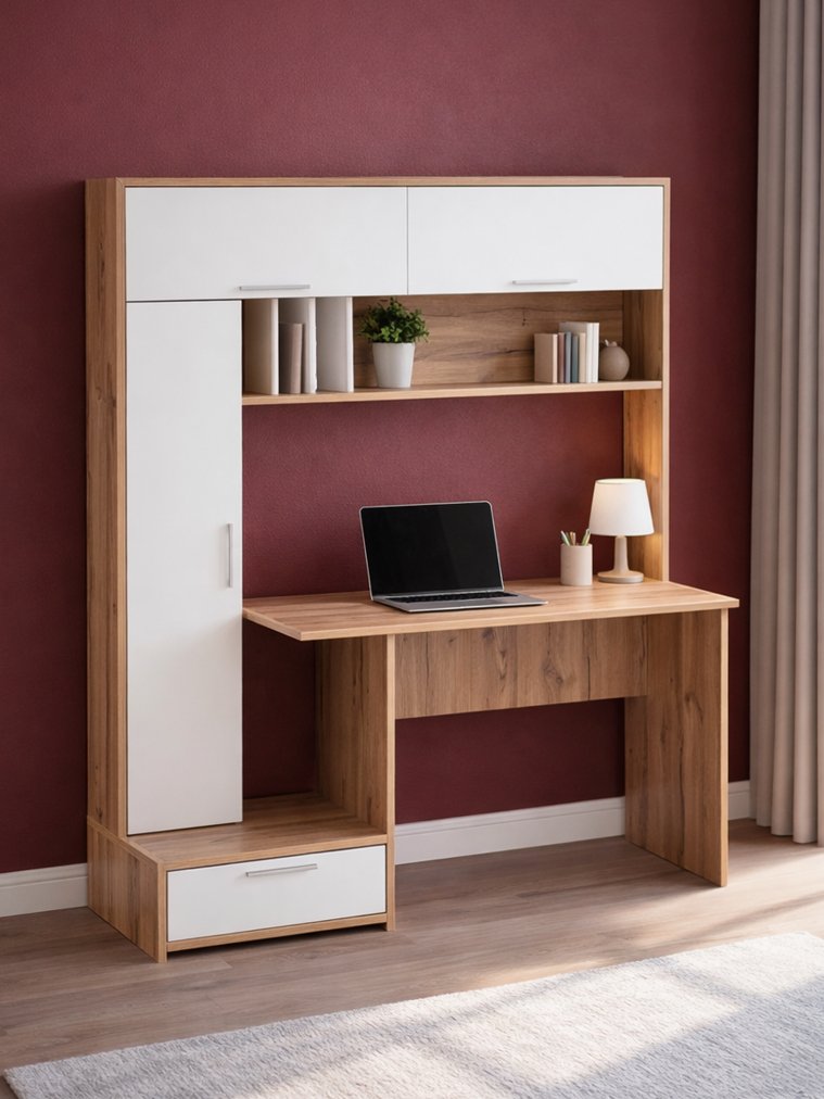 Письменный стол Лайт 03.243 дуб золотой (craft) / белый премиум