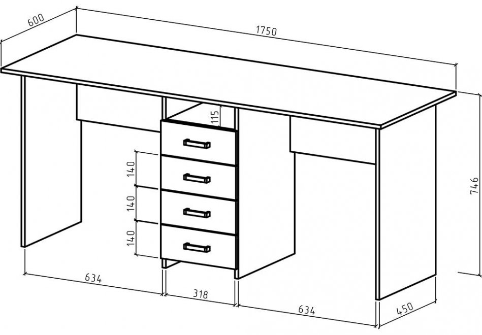 Письменный стол Лайт-11 белый