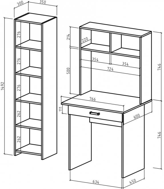 Письменный стол Лайт-1Я с надстройкой дуб молочный