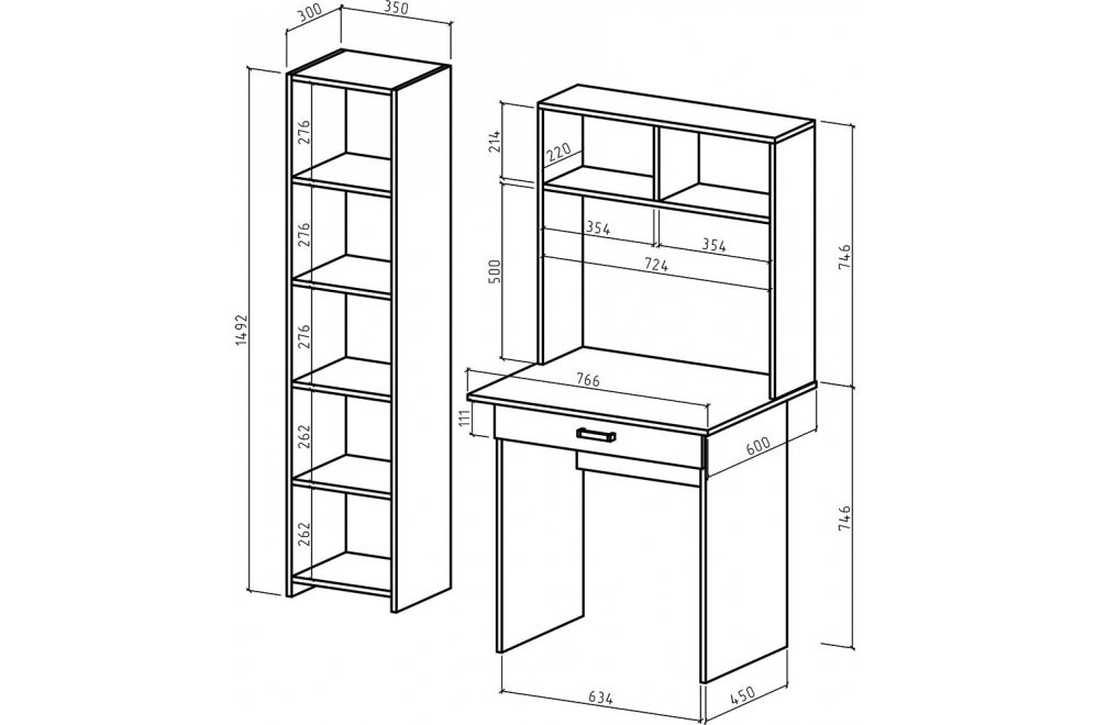 Письменный стол Лайт-1Я с надстройкой дуб молочный