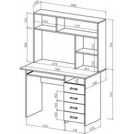 Письменный стол Лайт-5К с надстройкой
