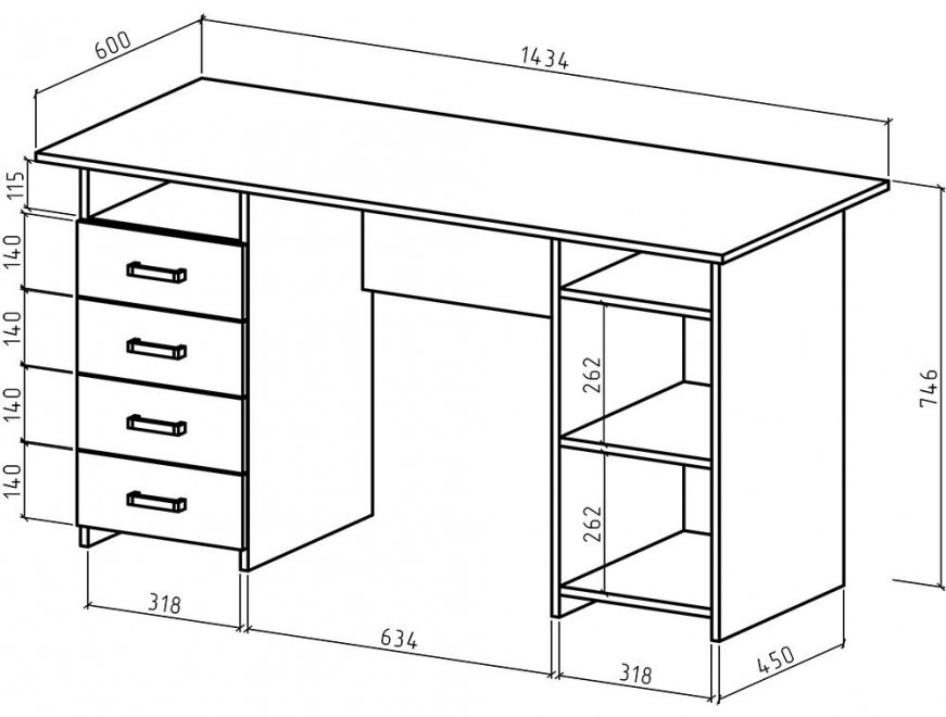 Письменный стол Лайт-8 молочный дуб