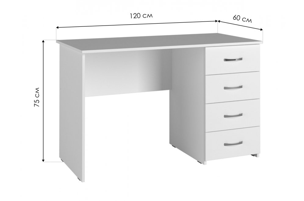 Письменный стол С-111К белый структурный