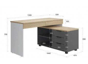 Письменный стол Скайлайт СЛ-22К блэквуд ячменный / графит / белый / меренга