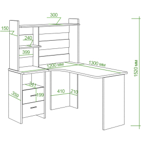 Письменный стол СКЛ-Угл130+НКЛ-120