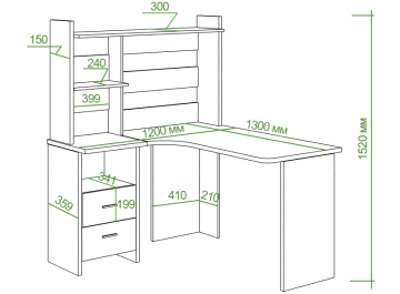 Письменный стол СКЛ-Угл130+НКЛ-120