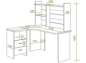 Письменный стол СКЛ-Угл130+НКЛ-130