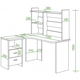 Письменный стол СКЛ-Угл130+НКЛ-130