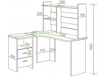 Письменный стол СКЛ-Угл130+НКЛ-130