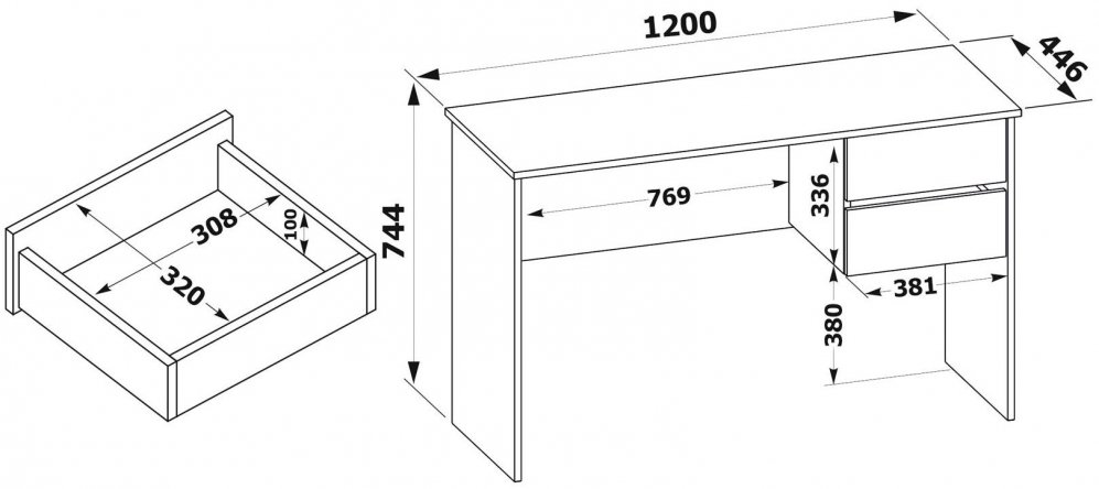 Письменный стол СПм-09 белый