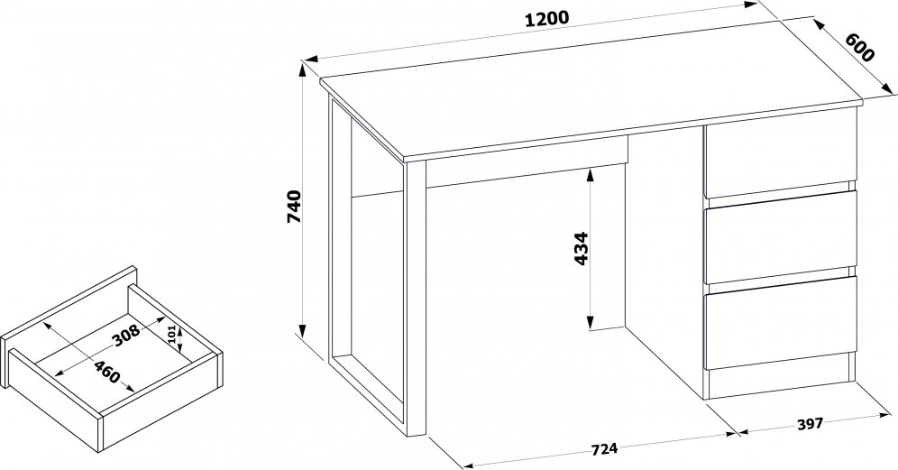 Письменный стол СПм-205 белый