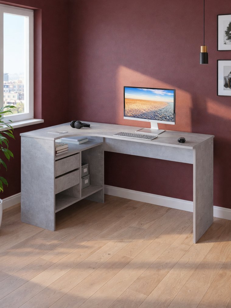 Письменный стол СПм-25 левый бетон