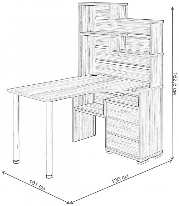 Письменный стол СР-132-130 БЕН-ПРАВ правый белый / нельсон
