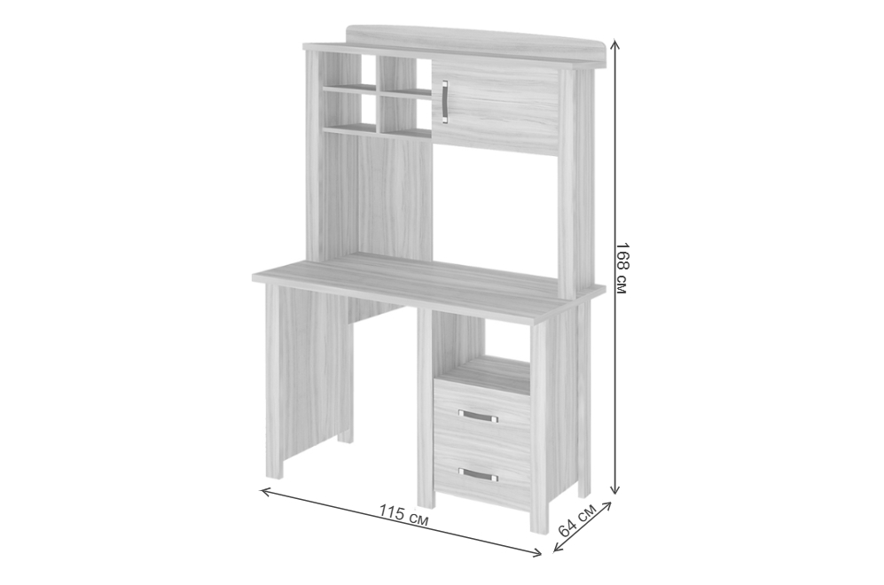 Письменный стол Илевро-115 с тумбой и надстройкой НД-115Н КБЕ карамель / белый