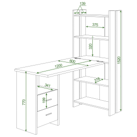 Письменный стол СТЛ-ОВ+Столешница120Прям ШК