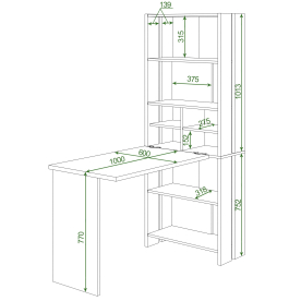 Письменный стол СТЛ-ОВХ+Столешница100Прям Ш